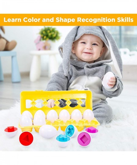 Matching Eggs Toys for Toddlers 1 2 3 Year olds 12 Pack Easter Eggs Baby Color Shape Recognition Sorting & Stacking Learning ...