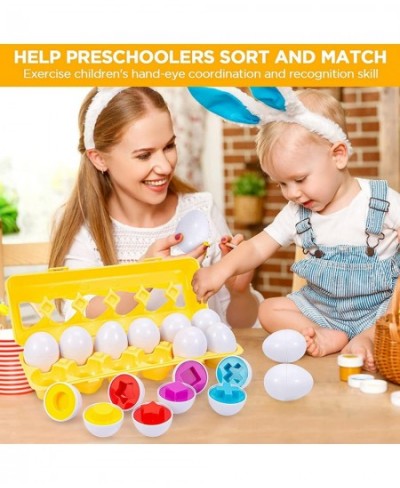 Matching Eggs Toys for Toddlers 1 2 3 Year olds 12 Pack Easter Eggs Baby Color Shape Recognition Sorting & Stacking Learning ...