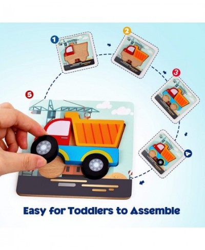 Toddler Puzzles Ages 1-3 Wooden Puzzles for Toddlers 1-3 Car Puzzles 1 2 3 4 5 Year Old Vehicle Trucks Wood Puzzle Set Peg Pu...