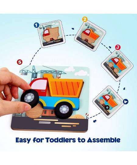 Toddler Puzzles Ages 1-3 Wooden Puzzles for Toddlers 1-3 Car Puzzles 1 2 3 4 5 Year Old Vehicle Trucks Wood Puzzle Set Peg Pu...