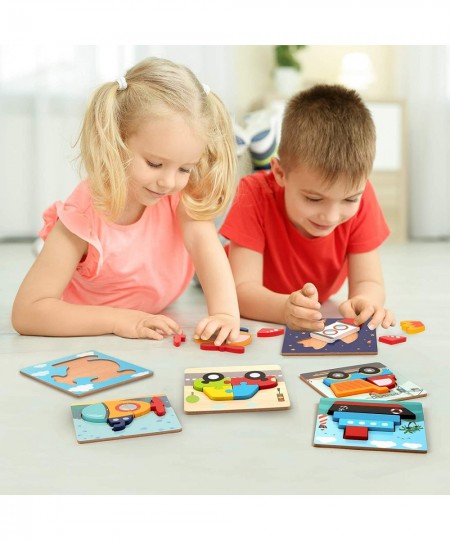 Toddler Puzzles Ages 1-3 Wooden Puzzles for Toddlers 1-3 Car Puzzles 1 2 3 4 5 Year Old Vehicle Trucks Wood Puzzle Set Peg Pu...