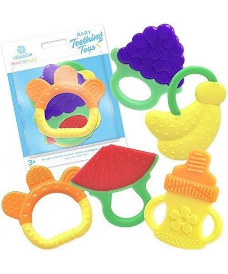 Baby Teething Toys Silicone Baby Teething Toys for Sore Gums Freezer-safe Teething Toy with Unique Textures Teething Toys Set...