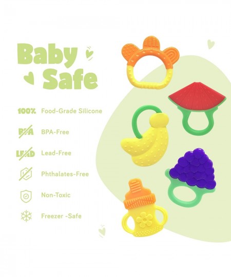 Baby Teething Toys Silicone Baby Teething Toys for Sore Gums Freezer-safe Teething Toy with Unique Textures Teething Toys Set...