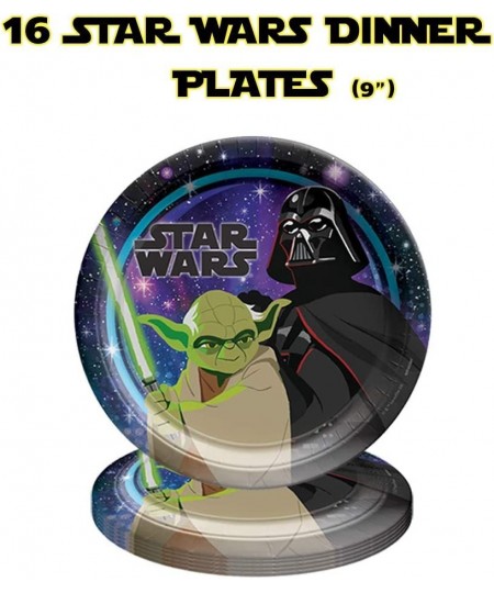 Star Wars Galaxy of Adventures Birthday Supplies Pack For 16 With Plates Cups Napkins Cutlery Favor Cup Tablecover Candle and...