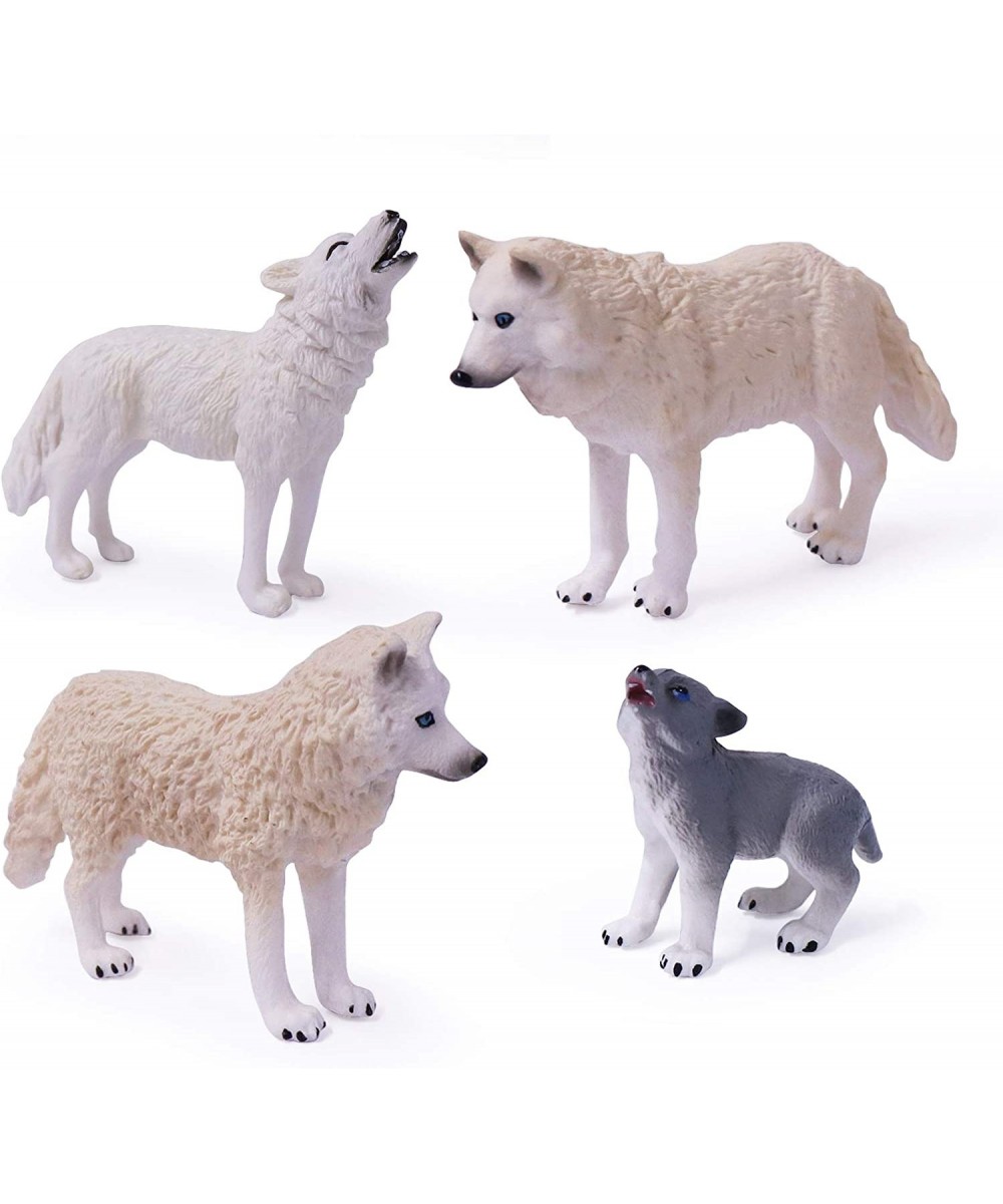 4pcs Wolf Toy Figurines Set Arctic Wolf Animal Figures White Wolf Family Cake Topper Toy Gift for Kids (White) $23.47 - Actio...