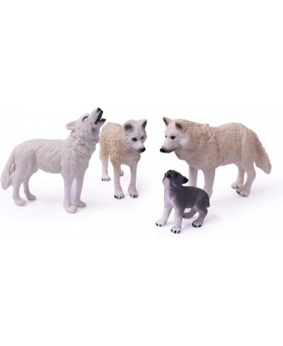 4pcs Wolf Toy Figurines Set Arctic Wolf Animal Figures White Wolf Family Cake Topper Toy Gift for Kids (White) $23.47 - Actio...