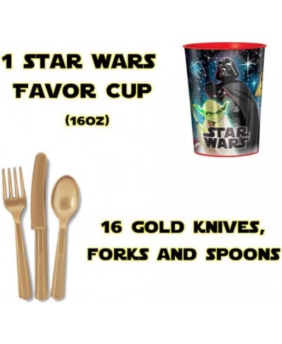 Star Wars Galaxy of Adventures Birthday Supplies Pack For 16 With Plates Cups Napkins Cutlery Favor Cup Tablecover Candle and...