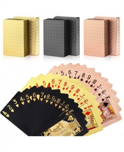 3 Decks Playing Cards Foil Poker Cards Deck of Cards 24K Gold Diamond Foil Poker Cards Waterproof Plastic Cards with Gift Box...