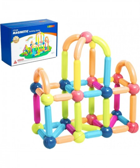 64pcs Magnetic Building Sticks Blocks Toys Magnet Educational STEM Toys Magnetic Balls and Rods Set 3D Non-Toxic Stacking Toy...