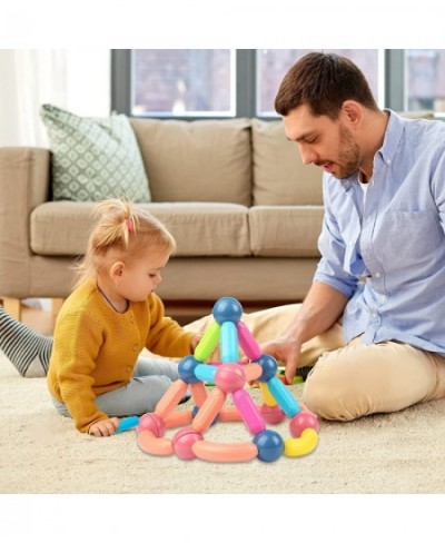 64pcs Magnetic Building Sticks Blocks Toys Magnet Educational STEM Toys Magnetic Balls and Rods Set 3D Non-Toxic Stacking Toy...