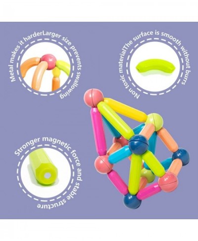 64pcs Magnetic Building Sticks Blocks Toys Magnet Educational STEM Toys Magnetic Balls and Rods Set 3D Non-Toxic Stacking Toy...