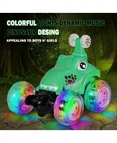 Remote Control Car Dinosaur RC Stunt Car Invincible 360°Rolling Twister with Colorful Lights & Music Switch Rechargeable RC C...