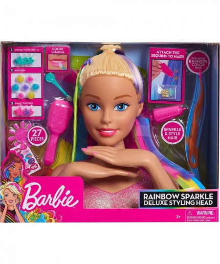 Barbie Rainbow Sparkle Deluxe Styling Head Blonde Hair $32.54 - Dolls