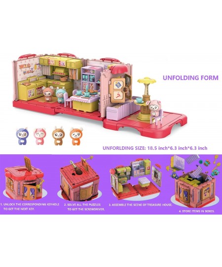 Building Toys Ket Kitchen Playset Hidden Key Rabbit Blind Box Assembling Construction House with Drill Sticker for Kids 3 4 5...