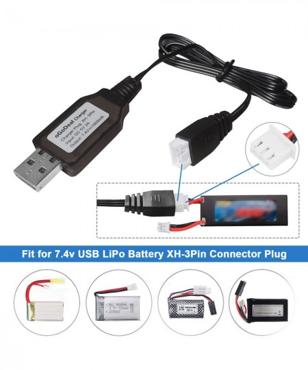 2 Pcs 2s 7.4v LiPo Battery USB Charger Cable Fast Charging with XH-3P Connector Plug for RC Car Drone RC Boat and Trucks Quad...