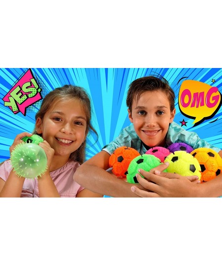 Googly Light-Up Soccer Stress Balls (2 Pack Assorted). Sport Themed Squishy Sensory Balls for Kids and Adults. Party Favor Fi...