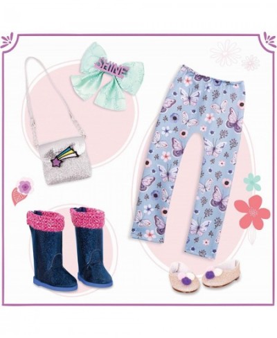 Dolls – 14-inch Doll Clothes and Accessories – Butterfly Leggings Glitter Shoes Boots Hair Bow and Purse Fashion Pack – Pompo...