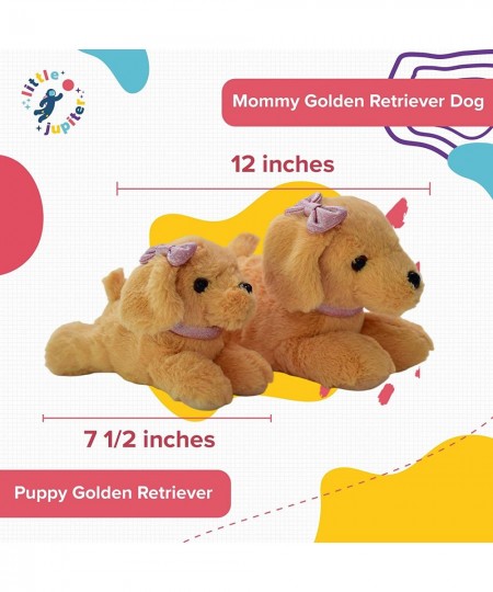 Mommy & Baby Golden Retriever Stuffed Animals - Dog Plush Set w/ 2 Mom & Small Puppy Stuffed Animal Plush Toys Doll Pillow Bl...