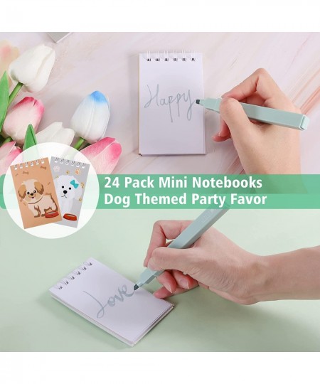 24 Pack Mini Notebooks Dog Themed Party Favor Small Spiral Pocket Notebooks Puppy Animal Notepads Dog Top Bound Memo Books Te...