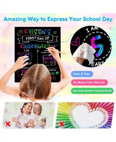 Magic Rainbow Scratch Paper Art Craft Kits for Kids- 10 Pack First and Last Day of School Boards Double Sided Back to School ...