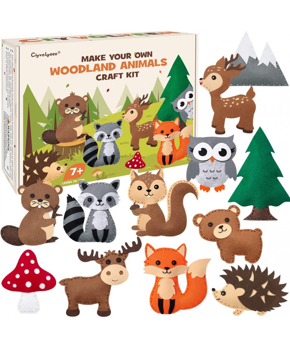 Woodland Animals Craft Kit Forest Creatures DIY Sewing Felt Plush Animals for Kids Beginners Educational Sewing Set Girls and...