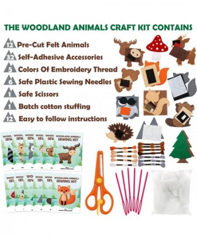 Woodland Animals Craft Kit Forest Creatures DIY Sewing Felt Plush Animals for Kids Beginners Educational Sewing Set Girls and...