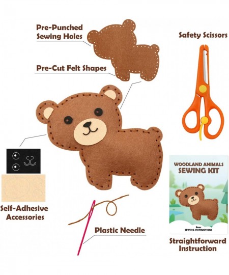 Woodland Animals Craft Kit Forest Creatures DIY Sewing Felt Plush Animals for Kids Beginners Educational Sewing Set Girls and...