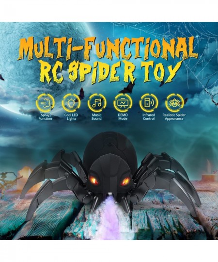 Robot Spider Remote Control Spider with Spray and Lights Black Widow Toy for Kids for Birthday Party Joke Prank Wireless RC R...