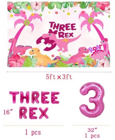 Pink Three Dino Rex Birthday Party Decorations Dinosaur 3rd Birthday Décorations Three inspired Rex Birthday Party Supplies i...