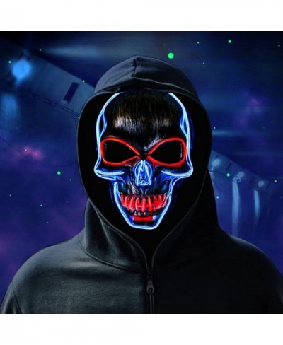 Halloween LED Mask Light Up Hacker Purge Mask LED Scary Skull Mask for Cosplay Costumes Festival Carnival Party Gifts Kids Me...