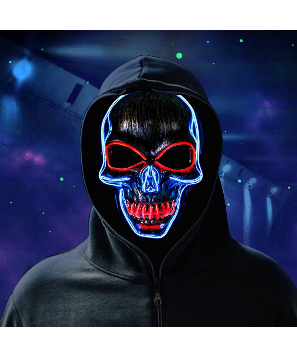 Halloween LED Mask Light Up Hacker Purge Mask LED Scary Skull Mask for Cosplay Costumes Festival Carnival Party Gifts Kids Me...