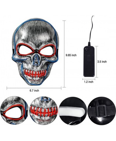 Halloween LED Mask Light Up Hacker Purge Mask LED Scary Skull Mask for Cosplay Costumes Festival Carnival Party Gifts Kids Me...