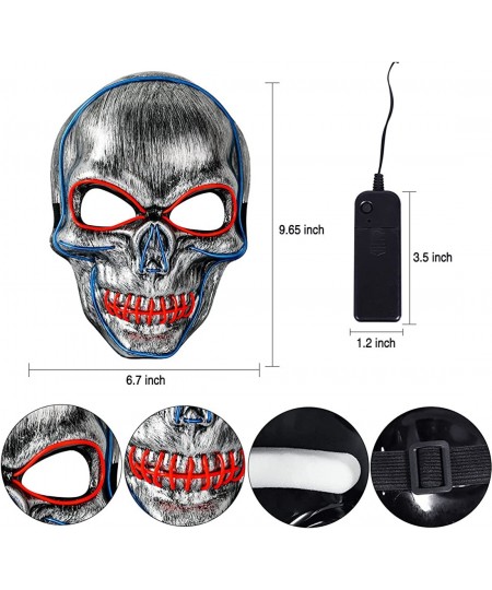 Halloween LED Mask Light Up Hacker Purge Mask LED Scary Skull Mask for Cosplay Costumes Festival Carnival Party Gifts Kids Me...