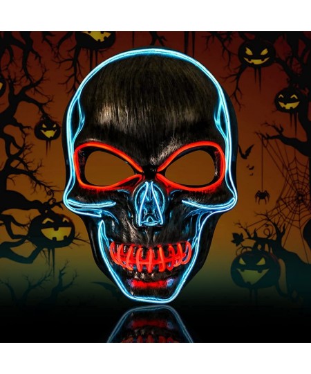 Halloween LED Mask Light Up Hacker Purge Mask LED Scary Skull Mask for Cosplay Costumes Festival Carnival Party Gifts Kids Me...