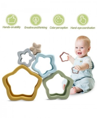 Stacking & Nesting Flower Toy Silicone Block Toys Soft Building Rings Stacker & Teethers Educational Sensory Montessori Toys ...