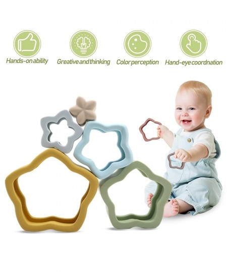 Stacking & Nesting Flower Toy Silicone Block Toys Soft Building Rings Stacker & Teethers Educational Sensory Montessori Toys ...