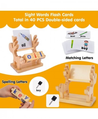 Montessori Toys for 3 4 5 Years Old Wooden Reading Blocks CVC Sight Words Game for Toddlers Letter Flash Cards for Kindergart...