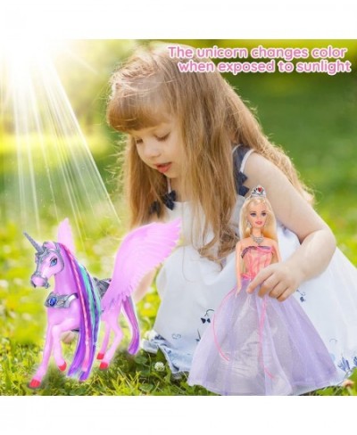 Color Changing Unicorn & Princess Doll Color Change on Whole Unicorn Under Sunshine 11.5'' Princess Doll Toy Unicorn Toys Gif...