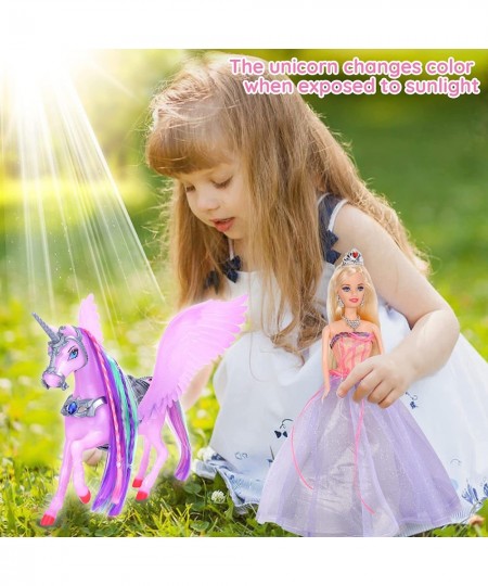 Color Changing Unicorn & Princess Doll Color Change on Whole Unicorn Under Sunshine 11.5'' Princess Doll Toy Unicorn Toys Gif...