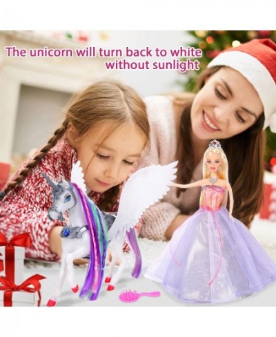 Color Changing Unicorn & Princess Doll Color Change on Whole Unicorn Under Sunshine 11.5'' Princess Doll Toy Unicorn Toys Gif...