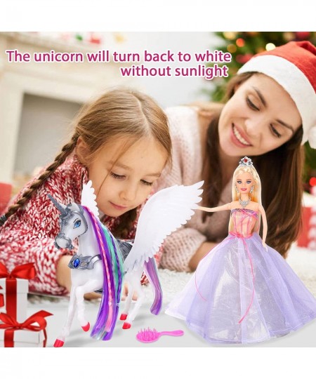 Color Changing Unicorn & Princess Doll Color Change on Whole Unicorn Under Sunshine 11.5'' Princess Doll Toy Unicorn Toys Gif...