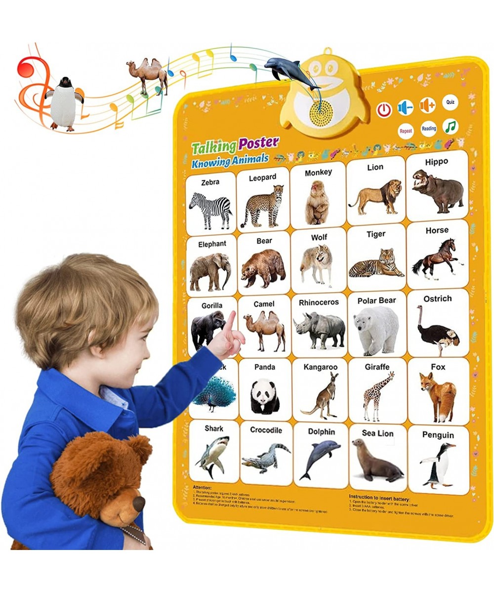 Electronic Interactive Animal Wall Chart Knowing Animals&Music Educational Poster for Toddlers Preschool Learning Toys for 3 ...