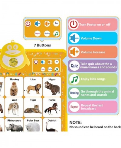 Electronic Interactive Animal Wall Chart Knowing Animals&Music Educational Poster for Toddlers Preschool Learning Toys for 3 ...