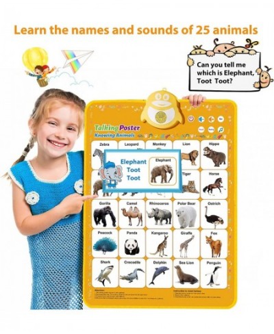 Electronic Interactive Animal Wall Chart Knowing Animals&Music Educational Poster for Toddlers Preschool Learning Toys for 3 ...