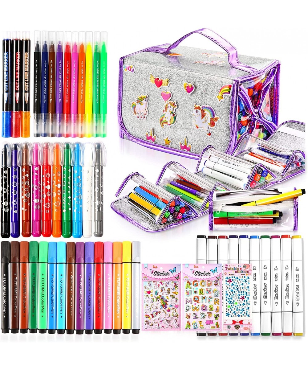 Kids Marker Set Art School Supply Kit 53-PCS Coloring Pen with Carrying Pencil Case Birthday Gifts for Girls $41.52 - Kids' D...