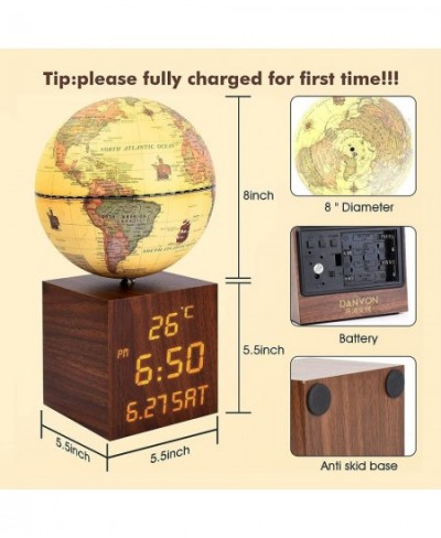 AR Illuminated World Globe (App Based) with Digital clock night table lamp and temperature display Antique Globe AR Education...