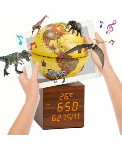 AR Illuminated World Globe (App Based) with Digital clock night table lamp and temperature display Antique Globe AR Education...