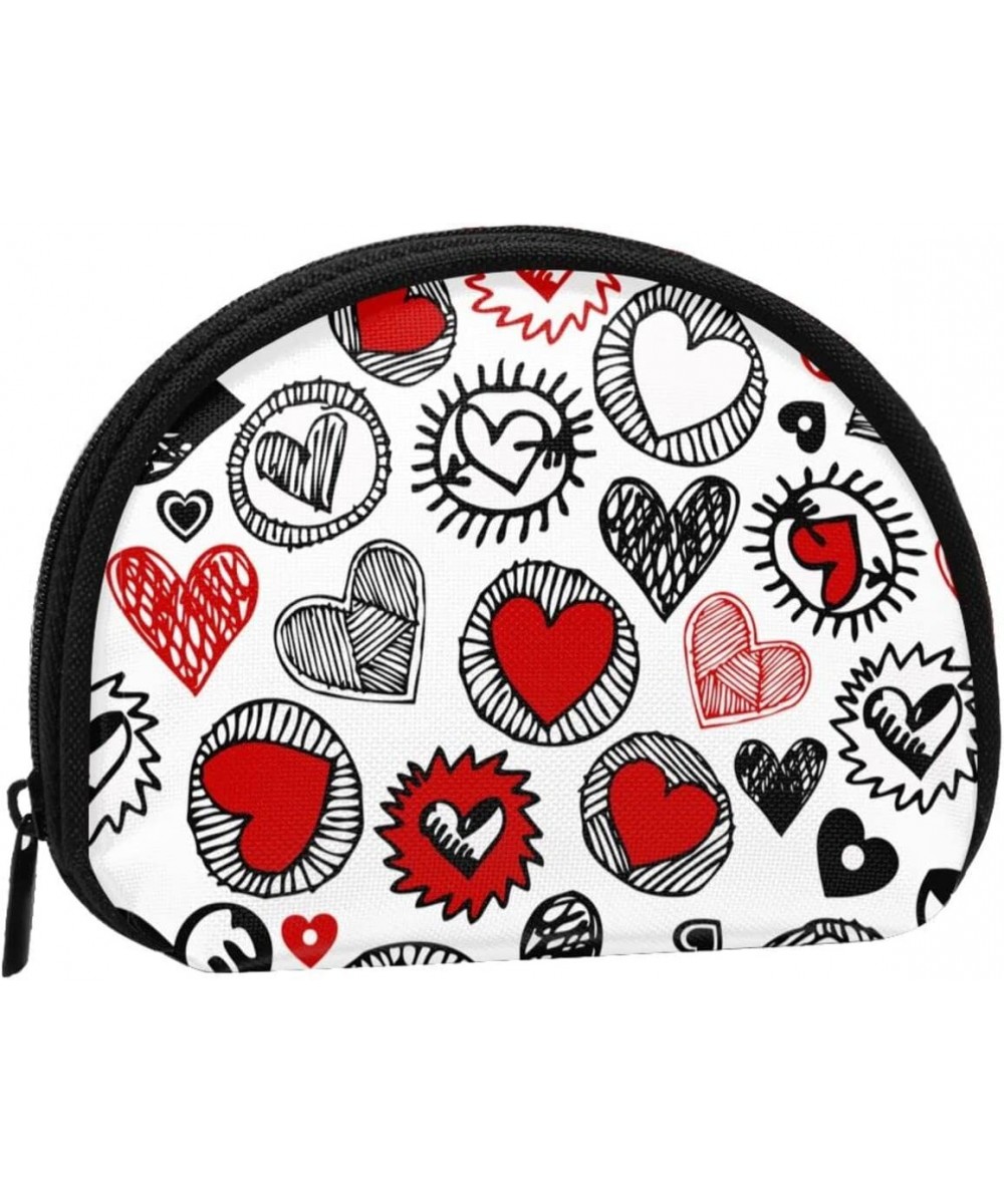 Coin Purse Pouch for Women Girls Zipper Small Change Purse Cute Shell Shape Red Hearts 3.5x4.7inches $23.32 - Plush Purses