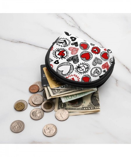 Coin Purse Pouch for Women Girls Zipper Small Change Purse Cute Shell Shape Red Hearts 3.5x4.7inches $23.32 - Plush Purses