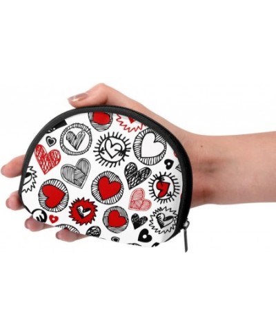 Coin Purse Pouch for Women Girls Zipper Small Change Purse Cute Shell Shape Red Hearts 3.5x4.7inches $23.32 - Plush Purses